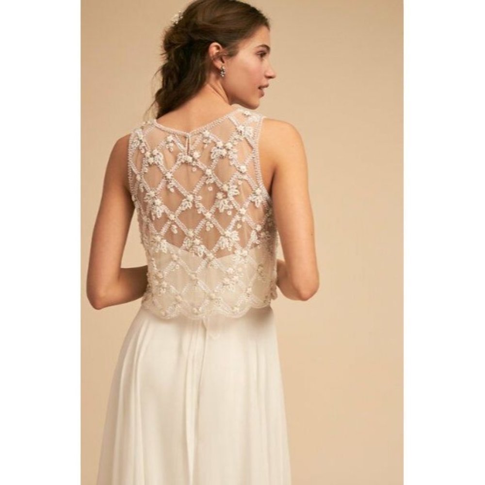 BHLDN Moyna Embellished Bridal Holland Topper Top Tank Great Layering Size M - Picture 3 of 8